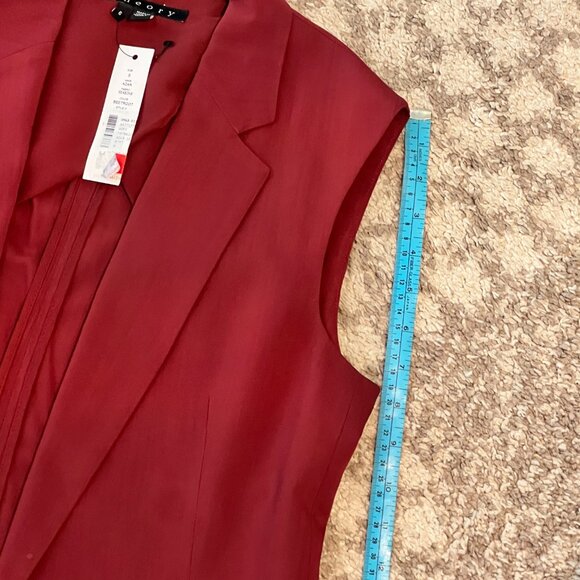 Theory Suit Vest Womens Size 6 Adar Virgin Wool Sleeveless Open Front Red Blazer - Picture 14 of 16